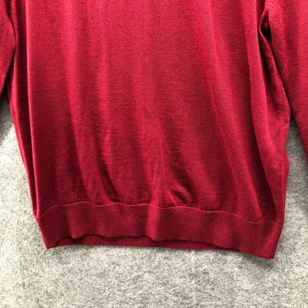 Uniqlo Extra Fine Merino Crew Neck Sweater Mens Medium Red Wool Knit Casual Top